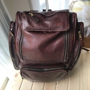 Large Frye Leather Backpack Vintage Patina Brown